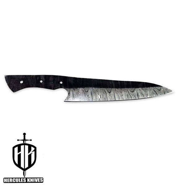 Hercules Custom Hand Forged Hammered Damascus Steel Blank Blade Chef Knife Kitchen Knife Meat Knife Handmade