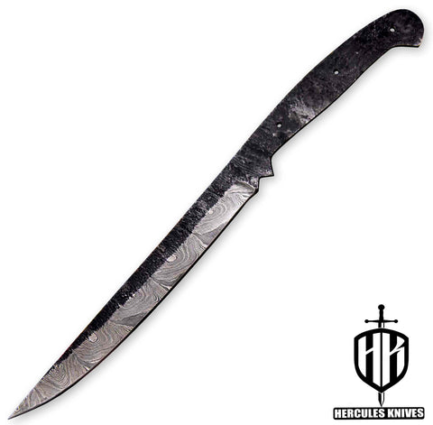 Hercules Custom 13.2"OAL Hand Forged Hammered Damascus Steel Blank Blade Fillet Knife Fishing Knife Handmade