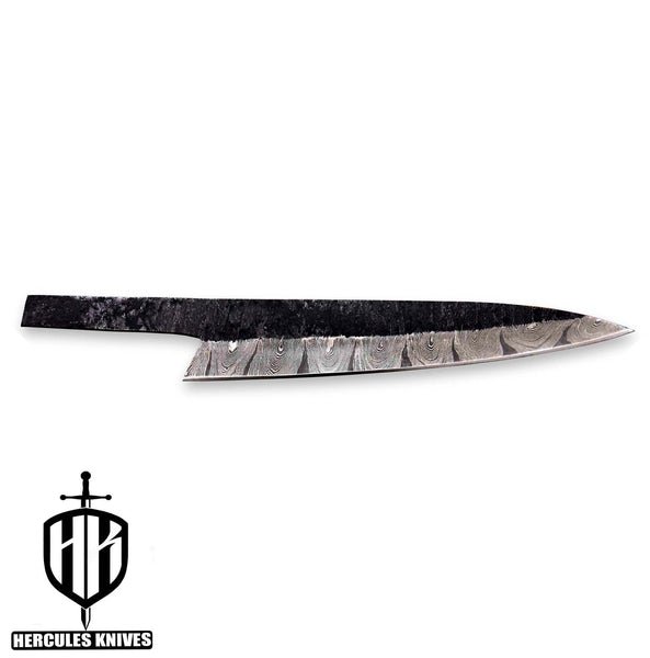 Hercules Custom Hand Forged Hammered Damascus Steel Blank Blade Chef Knife Kitchen Knife Meat Knife Handmade