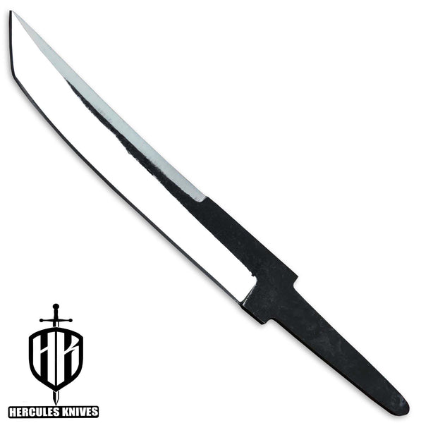 Hercules Custom 12.0" OAL Hammered 1095 High Carbon Steel Blank Blade Tanto Hunting Knife Bowie Knife Handmade, No Damascus