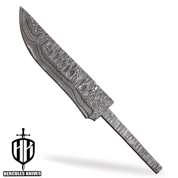 Hercules Custom 10.0"OAL Hand Forged Hammered Damascus Steel Blank Blade Camping Hunting Knife Handmade