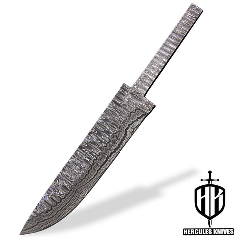 Hercules Custom 9.6"OAL Hand Forged Hammered Damascus Steel Blank Blade Camping Hunting Knife Handmade