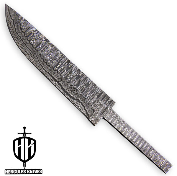 Hercules Custom 9.6"OAL Hand Forged Hammered Damascus Steel Blank Blade Camping Hunting Knife Handmade
