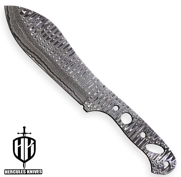 Hercules Custom 11.1"OAL Hand Forged Damascus Steel Blank Blade Cleaver Hunting Knife Butcher Knife Handmade