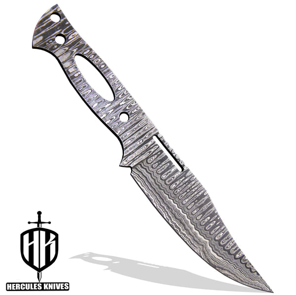 Hercules Custom 10"OAL Hand Forged Hammered Damascus Steel Blank Blade Army Knife Camping Knife Handmade