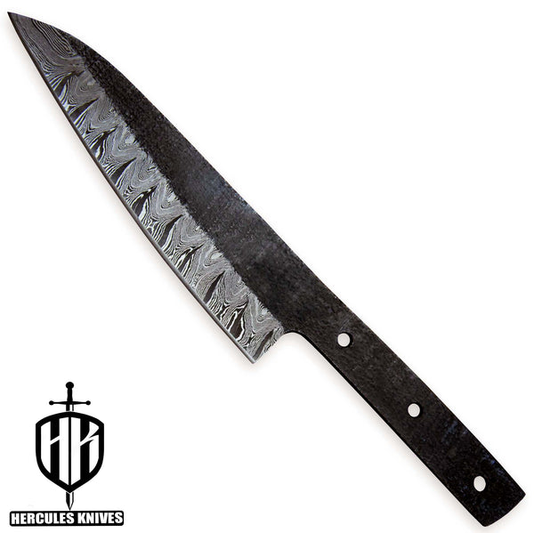 Hercules Custom Hand Forged Hammered Damascus Steel Blank Blade Chef Knife Kitchen Knife Meat Knife Handmade