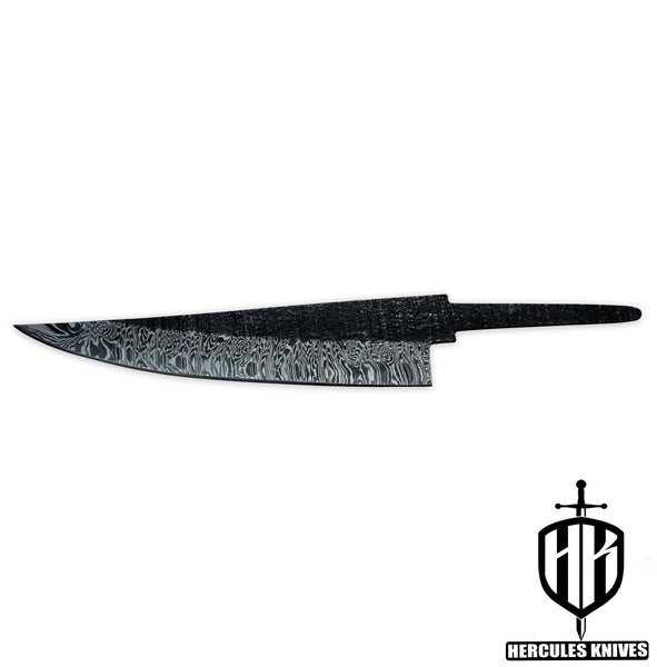 Hercules Custom Hand Forged Hammered Damascus Steel Blank Blade Chef Knife - Kitchen Knife Handmade | Knife Making Supply