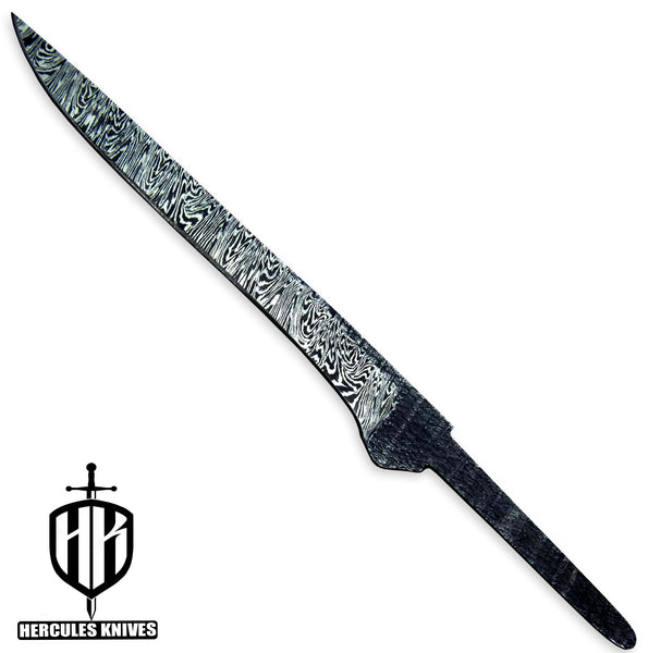 Hercules Custom 10.5"OAL Hand Forged Hammered Damascus Steel Blank Blade Fillet Knife Fishing Knife Handmade