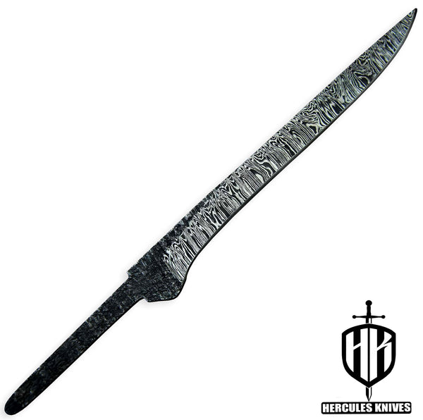 Hercules Custom 10.5"OAL Hand Forged Hammered Damascus Steel Blank Blade Fillet Knife Fishing Knife Handmade