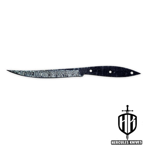 Hercules Custom 11.0"OAL Hand Forged Hammered Damascus Steel Blank Blade Fillet Knife Fishing Knife Handmade