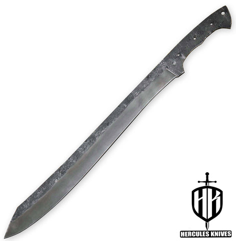 Custom 23.5"OAL Hammered Spring Steel 5160 Blank Blade Machete Hunting Knife Handmade, No Damascus