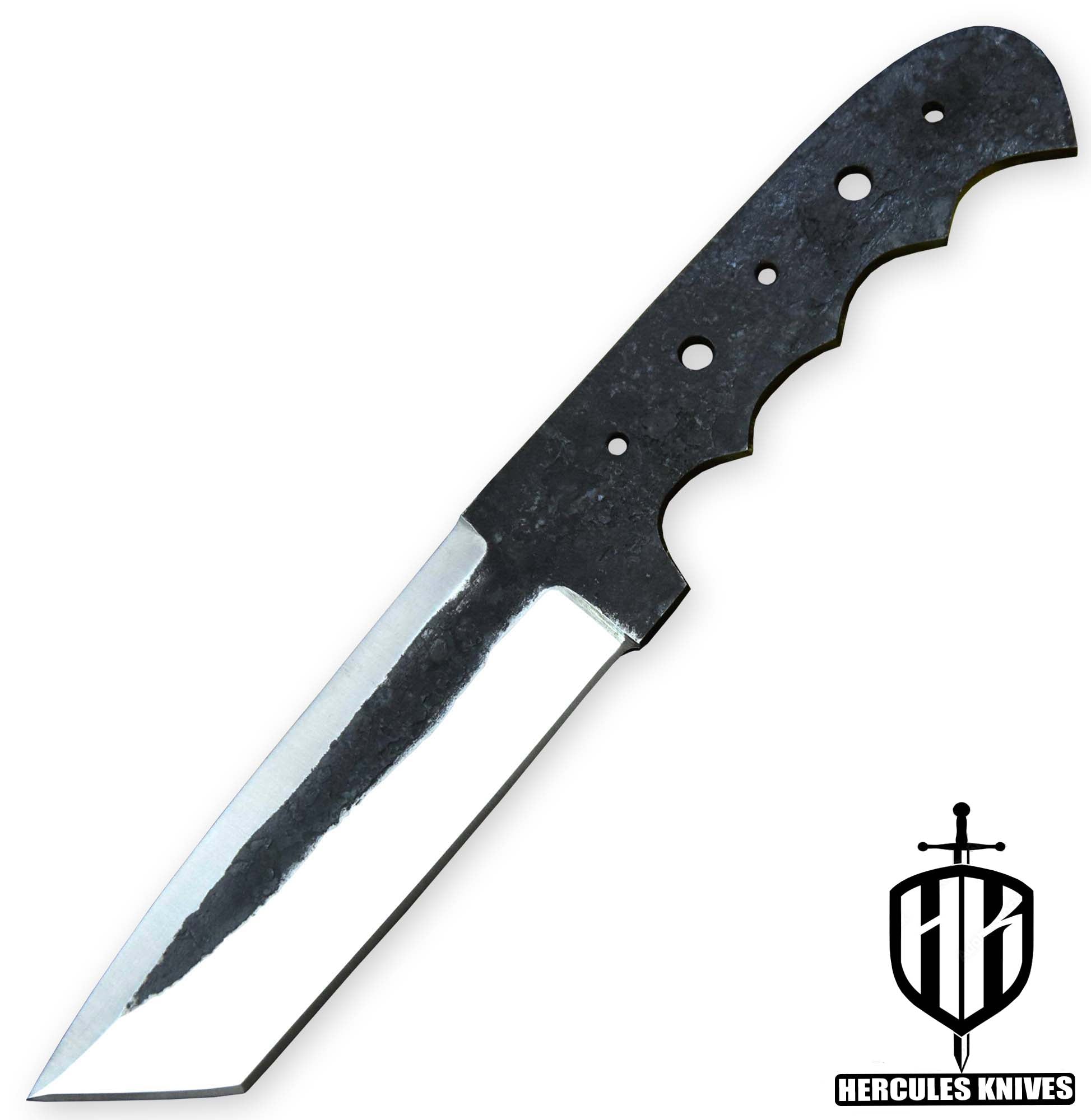 Custom 10.0"OAL Hammered Spring Steel 5160 Blank Blade Tanto Hunting Knife Handmade, No Damascus