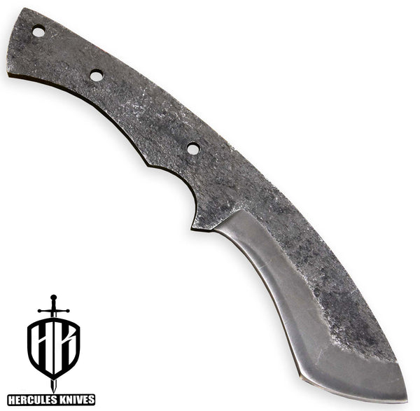 Custom 9.4" OAL Hammered 1095 High Carbon Steel Blank Blade Kukri Hunting Knife Handmade, No Damascus