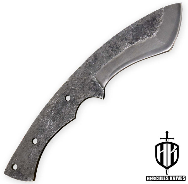 Custom 9.4" OAL Hammered 1095 High Carbon Steel Blank Blade Kukri Hunting Knife Handmade, No Damascus