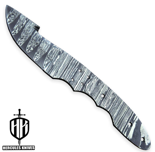 Hercules Custom Hand Forged Damascus Steel Blank Blade Gut Hook Hunting Knife Handmade | Knife Making Supply
