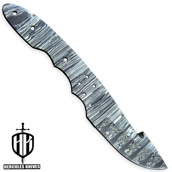 Hercules Custom Hand Forged Damascus Steel Blank Blade Gut Hook Hunting Knife Handmade | Knife Making Supply