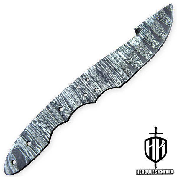 Hercules Custom Hand Forged Damascus Steel Blank Blade Gut Hook Hunting Knife Handmade | Knife Making Supply